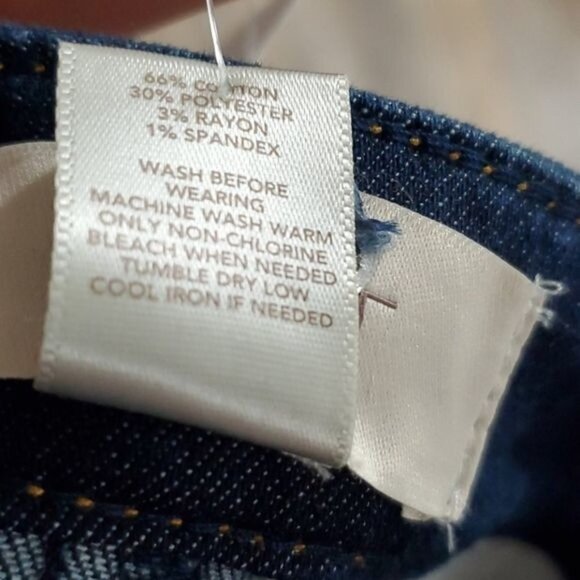 Loft Dark Wash button Fly Wrap front jean skirt Womens Size 6 New - Picture 5 of 5